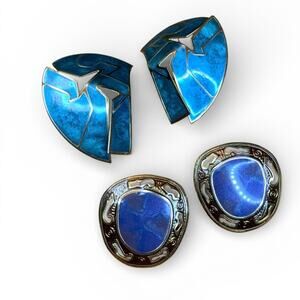 Set of Vintage Edgar Berebi Earrings - 80s Art Deco Style